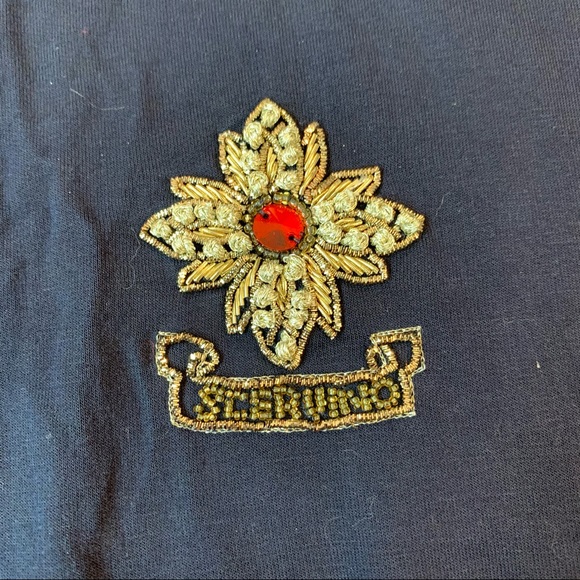 ERMANNO SCERVINO JR Navy BLUE Silver & Gold EMBROIDERED Bee Flowers Crest SHIRT - Picture 3 of 7